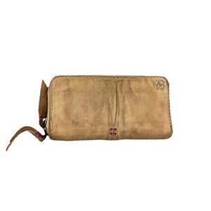 49 Square Miles Clingy Zippered Wallet Brown Leather Organizer Clutch H72